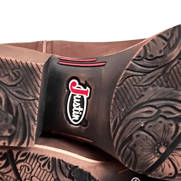Justin Boots Women 10.5 Brown Siesta Moka Western Cowgirl Square Toe Boho Aztec - Picture 9 of 13